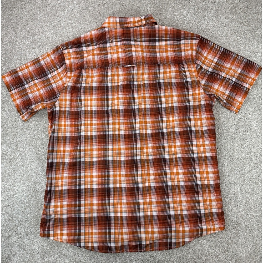 Marmot Button Down Shirt Mens XL Orange Plaid Short Sleeve Hiking Outdoor Casual - Picture 6 of 10
